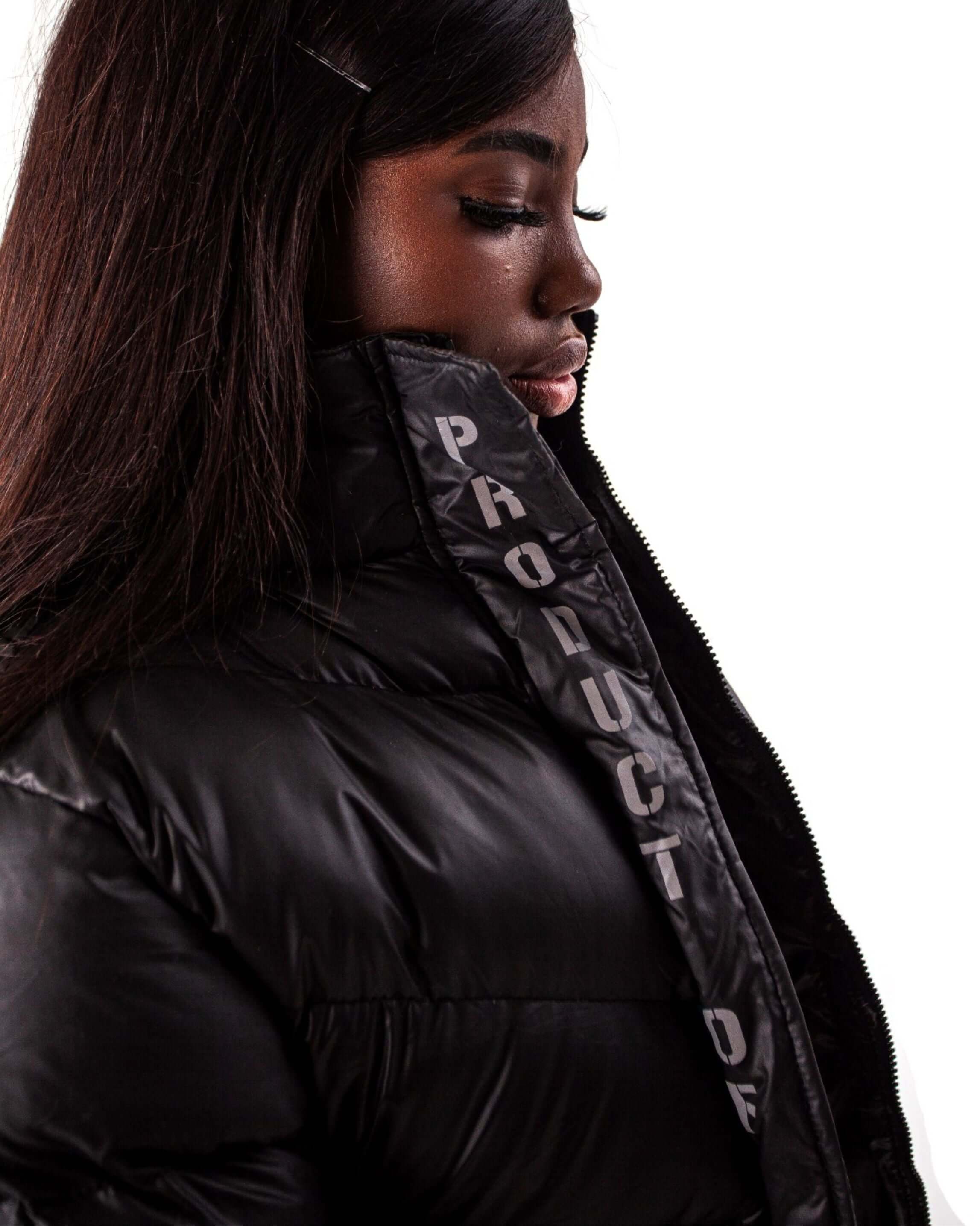 Women Matt Black Longline Puffer Jacket