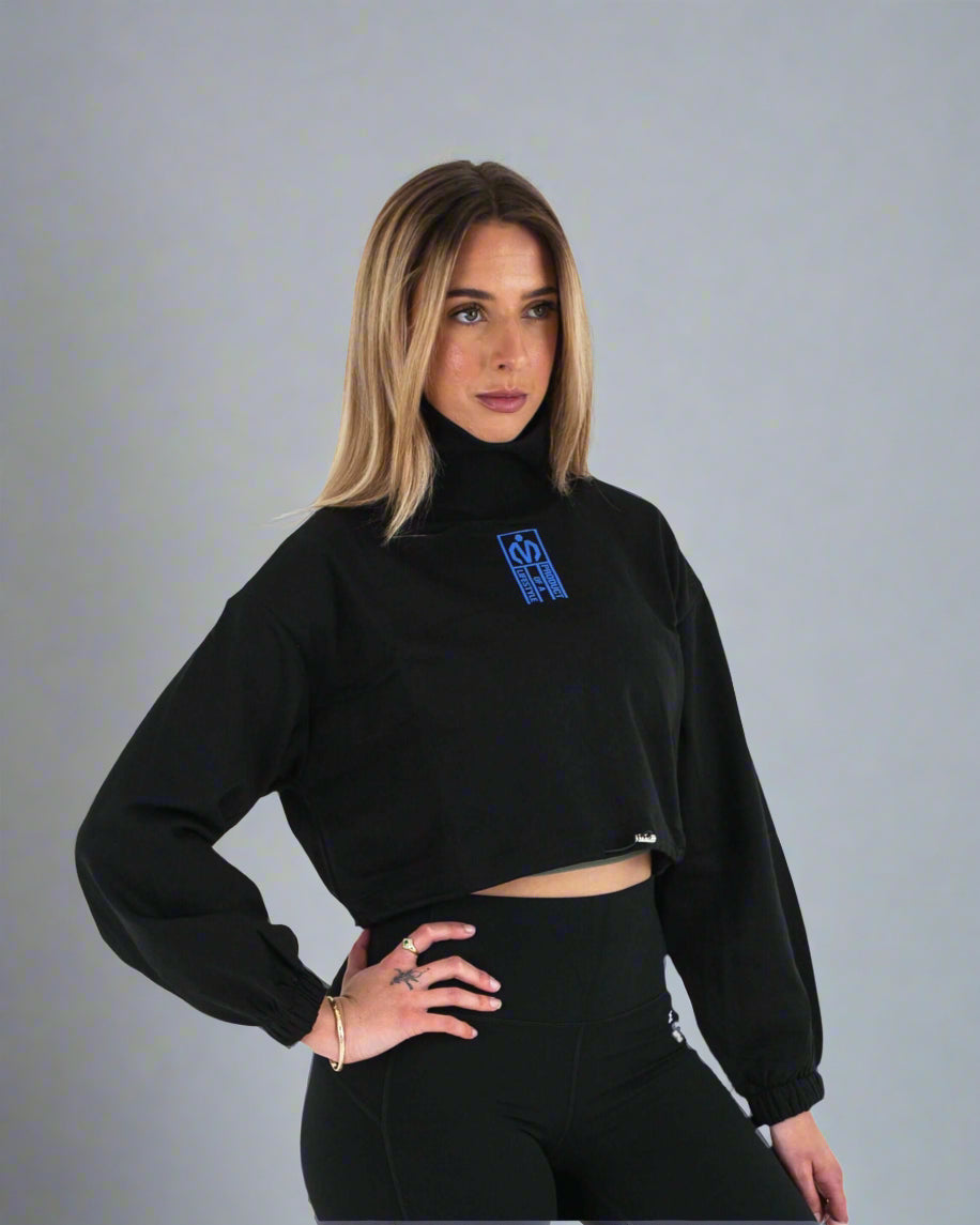 French Terry Crop Top Black