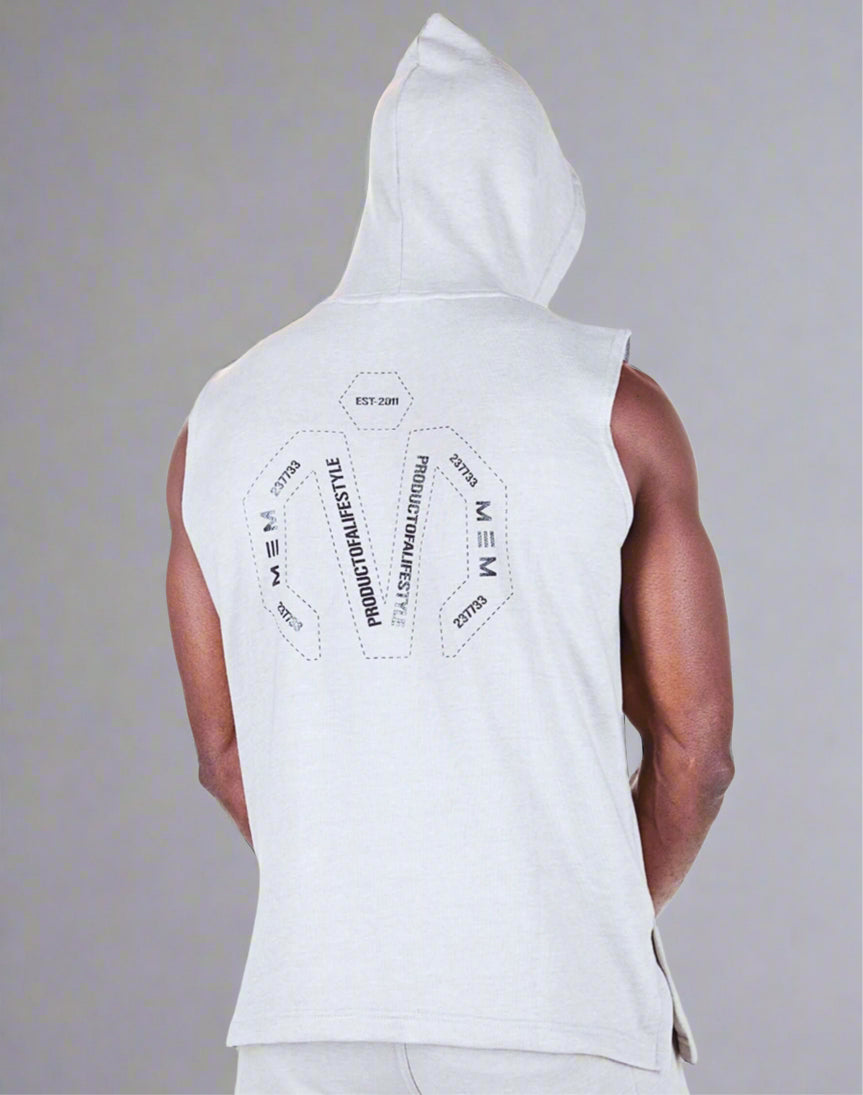 MEMFitness French Terry Grey Sleeveless Hoodie