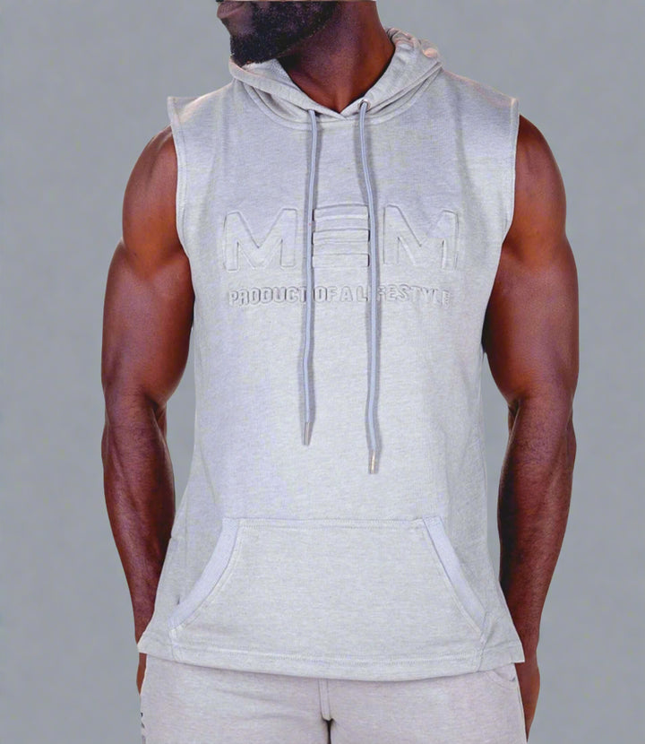 MEMFitness French Terry Grey Sleeveless Hoodie