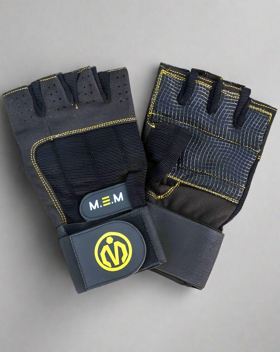 Unbeatable Comfort With MEMFitness X-Treme Fit Weight Lifting Gloves Yellow Logo