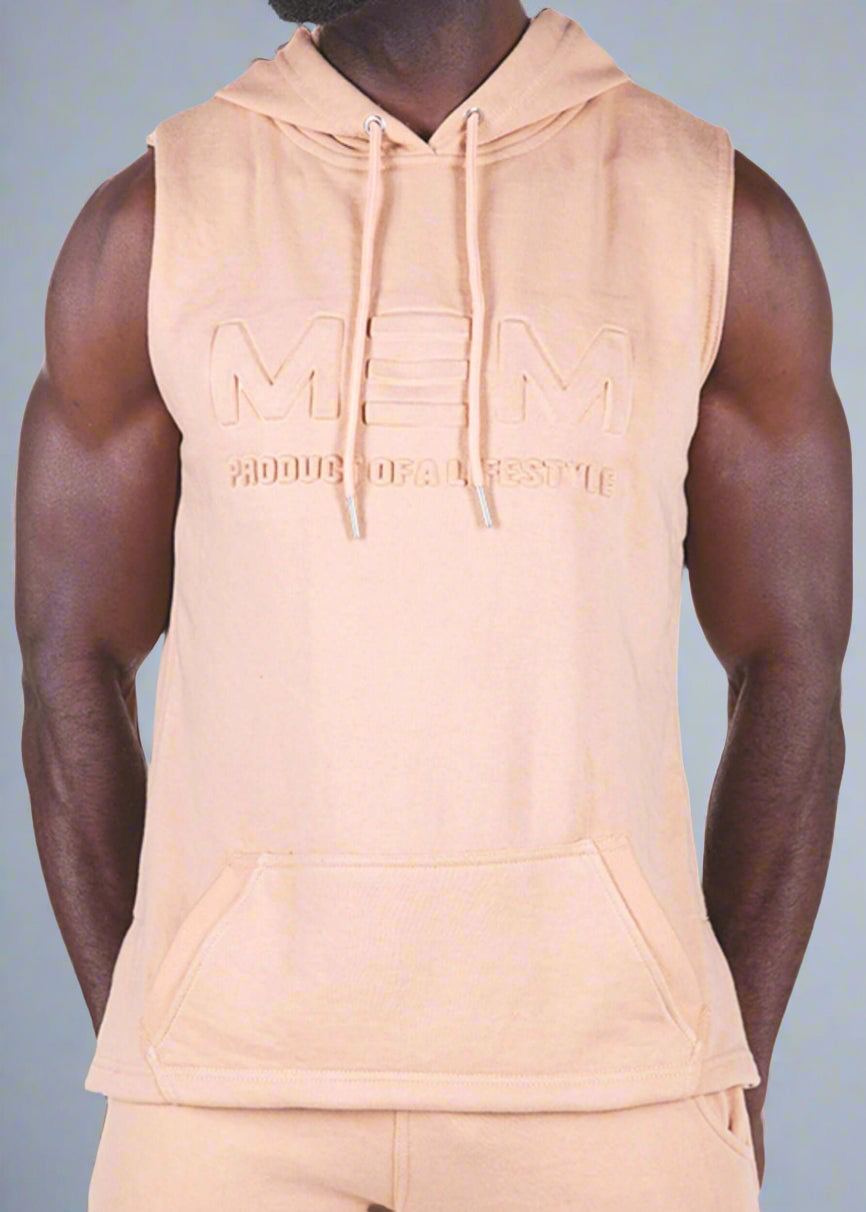 MEMFitness French Terry Chocolate Sleeveless Hoodie