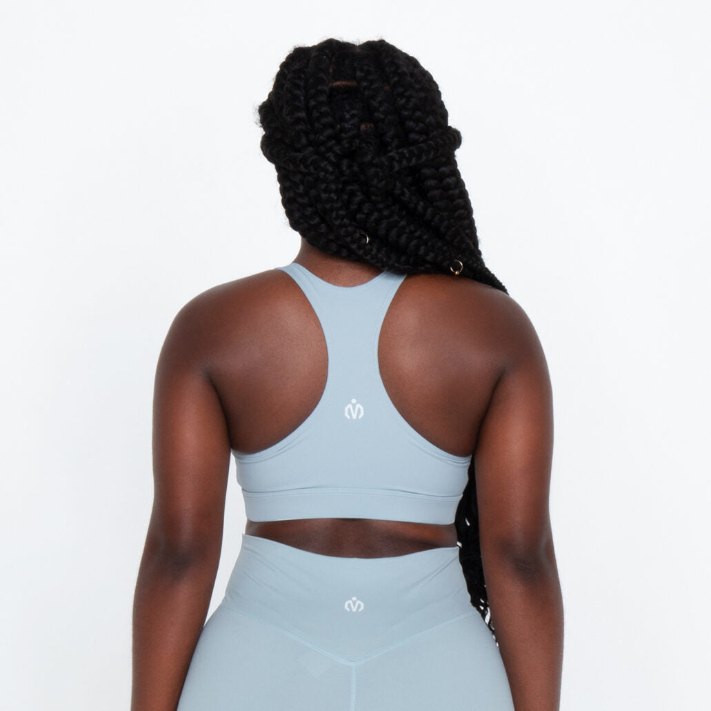 blue medium support sports bra 